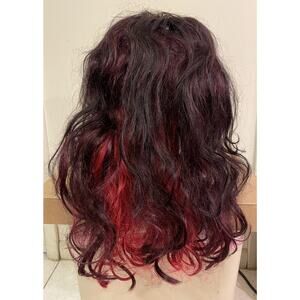 Motown Tress Futura Women’s Synthetic Lace Front Wig - Black & Red, 24” L